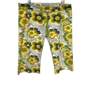 Y2K lucky brand sweatpants L cropped boho groovy flower hippie print 00s vintage